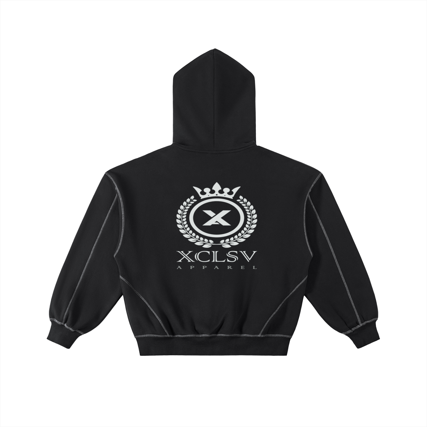 Contrast-Stitched Boxy Fleece Zip Hoodie