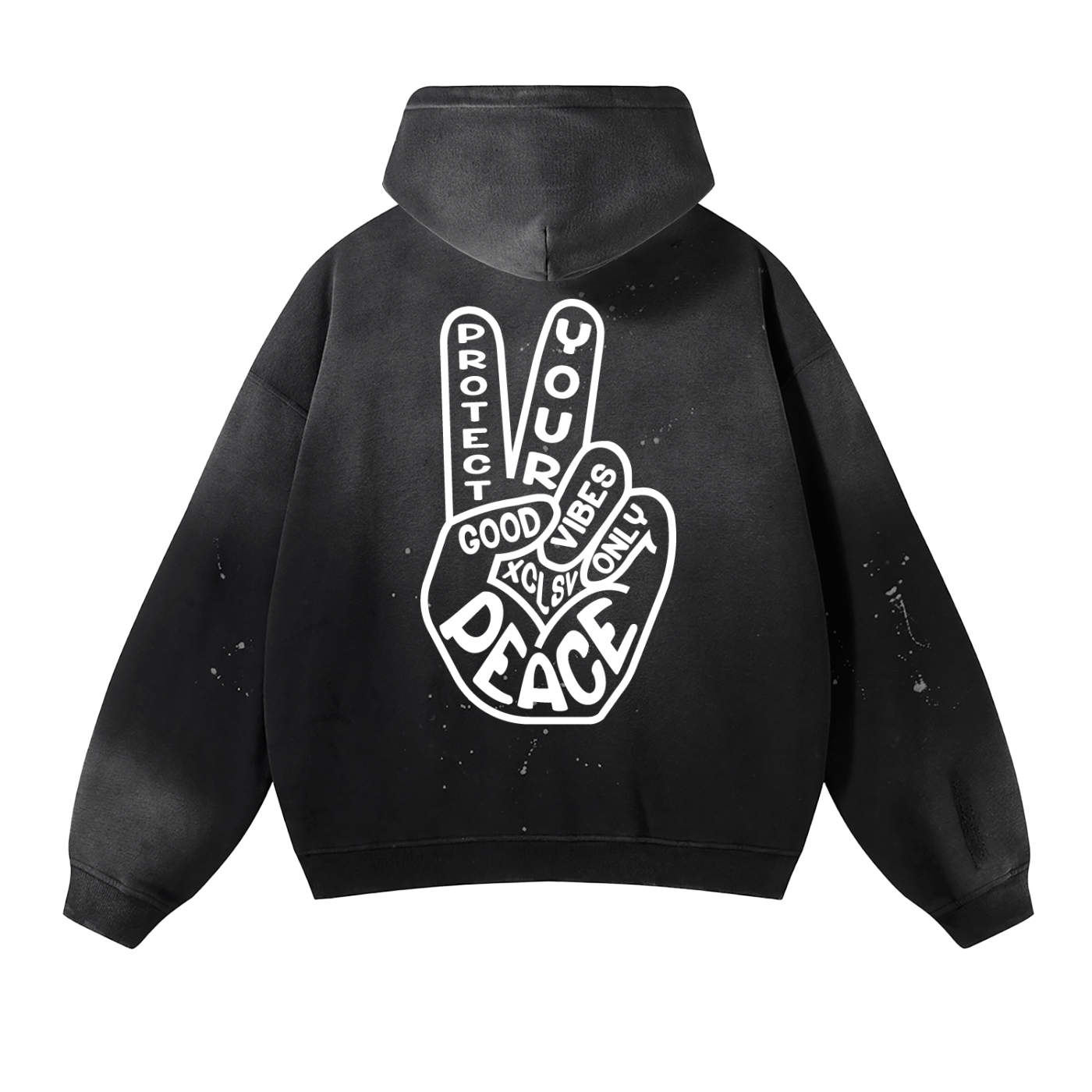 Vintage Washed Protect Your Peace Fleece Hoodie